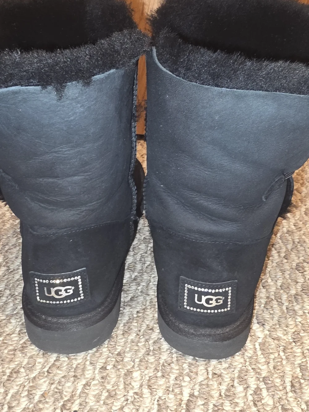 UGG Black Short Bailey Bling Boot With Swarovski Crystal Accents